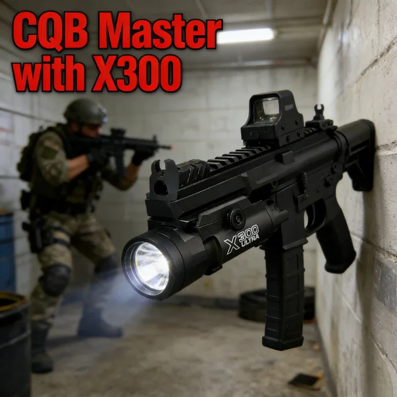 Lampe tactique X300 multifonction pour pêche nocturne - Compatible rail 20mm airsoft et chasse