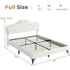 Full Size Bed Frame with LED Lights, Adjustable Headboard, Crystal Button, Solid Wood Slats Support, Princess Platform Bed Frame 2