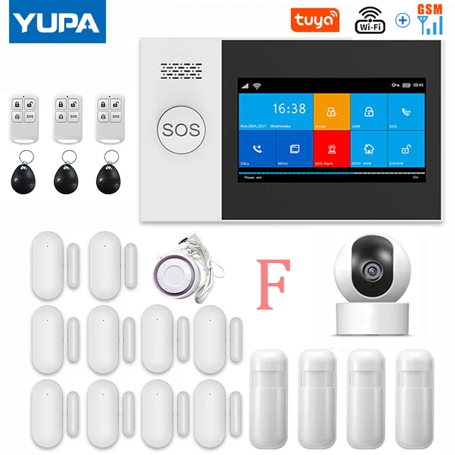 TUYA PG-107 Wifi GSM Home Security Alarm System App Control Remote Control Window Sensor With 1080P IP Camera Smart Alarm Kits SET-F
