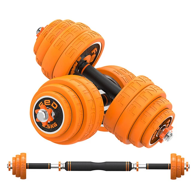 MIYAUP-Multifunctional Barbell-Style Dumbbell Set, Stainless Steel, Rubber Ring Protects Dumbbells, Detachable