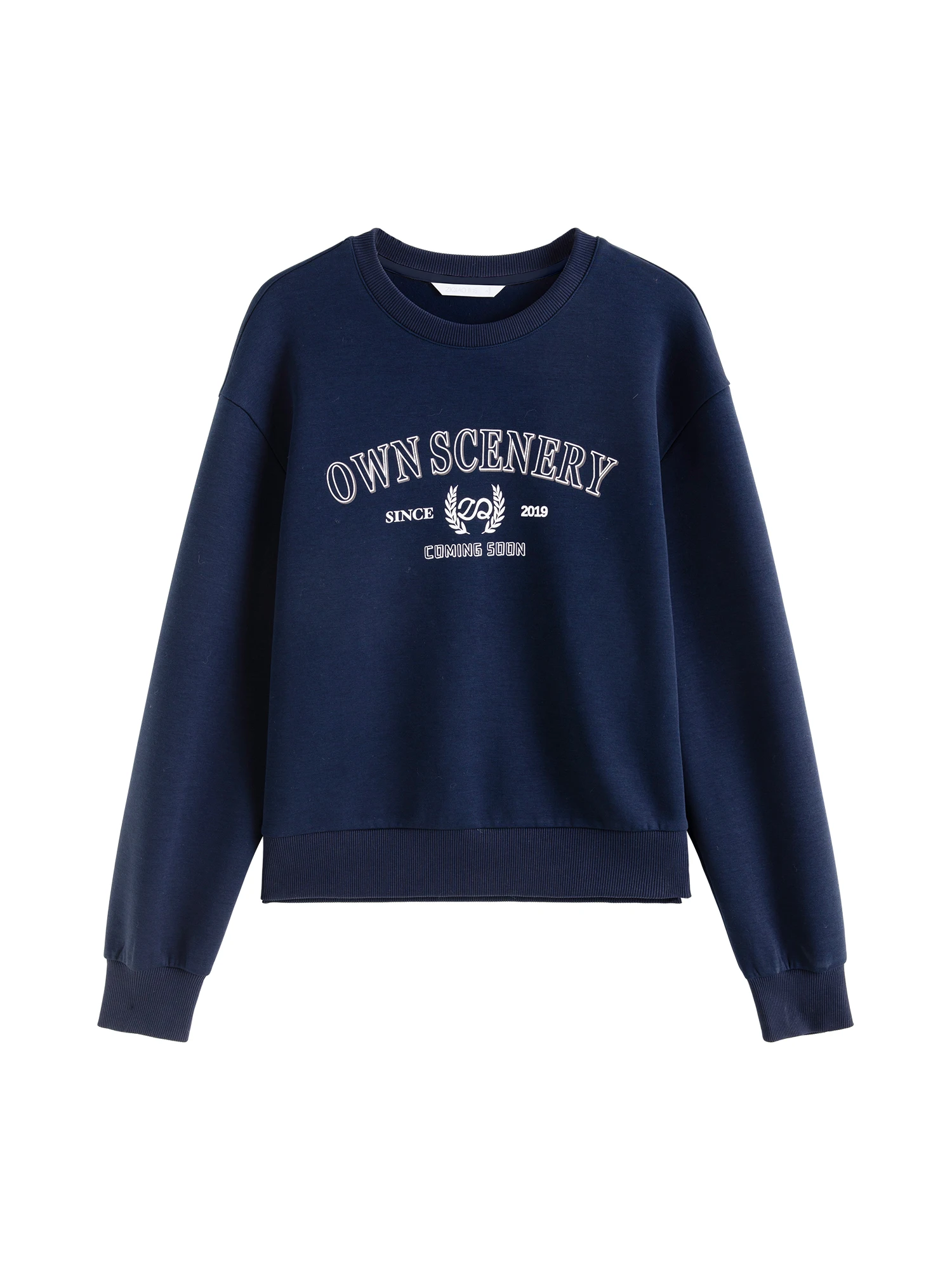 ZIQIAO Women Sweatshirts Letter Print Retro Casual Female Grey Pullover Sweatshirt Drop Sleeve Navy Blue Winter Tops 24ZQ94295 5