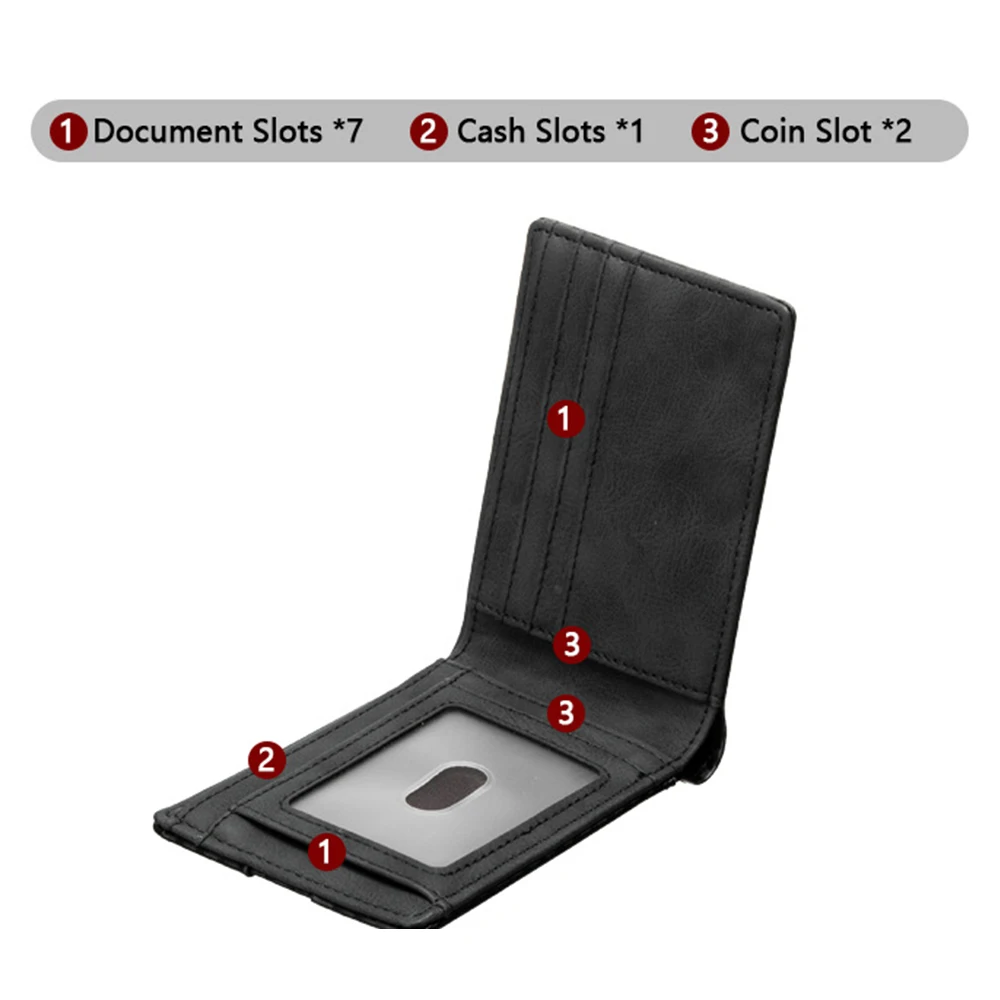 1Pcs Men's Carbon Fiber Pattern Bi-Fold Wallet with Transparent Id Window Multi-Card Slot Business Wallet