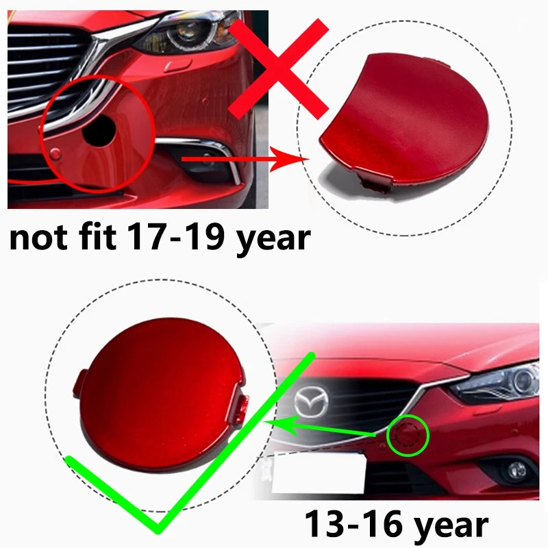 Be In Your Mind Rear Left Tow Bar Cover – Black Plastic Trailer Hitch Cap For Mazda 6 (2013-2018)