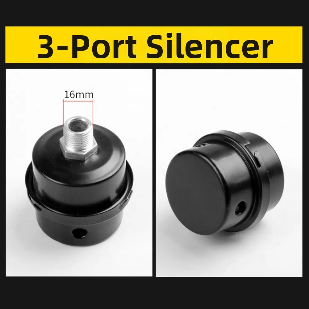 1pcs Plastic Air Compressor Muffler 12.5mm/ 16mm/ 20mm Oil-free Air Compressor Accessories Noise Filter Muffler Black