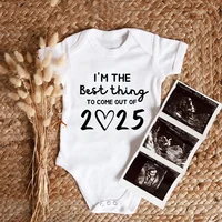 I'm the Best Thing 2025 Newborn Baby Clothes White Cotton Summer Bodysuits for Infants Short Sleeve Boys Girls Romper 1