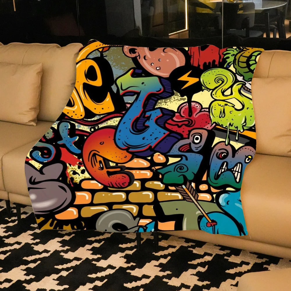 Graffiti Blanket Customizedt Blanket Cozy Warm Fleece Blanket Halloween Decoration For Couch Sofa Bed 5