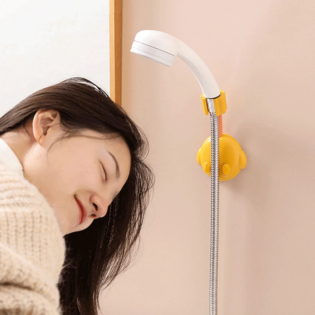 360&deg; Shower Adjustable Hand Shower Holder Suction Cup Holder Universal Rail Head Bathroom Bracket 2 Hooks Stand