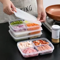 Boîte de rangement pour réfrigérateur, bac à légumes pour repas emballés, aliments scellés de qualité alimentaire, viande congelée, stockage réfrigéré à quatre compartiments 1