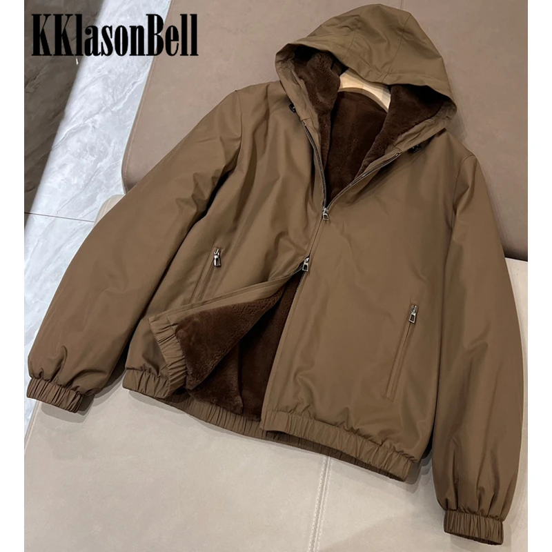 

11.30 KKlasonBell Men's Windproof Keep Warm Rex Rabbit Fur Lining Hooded Real Fur Jacket