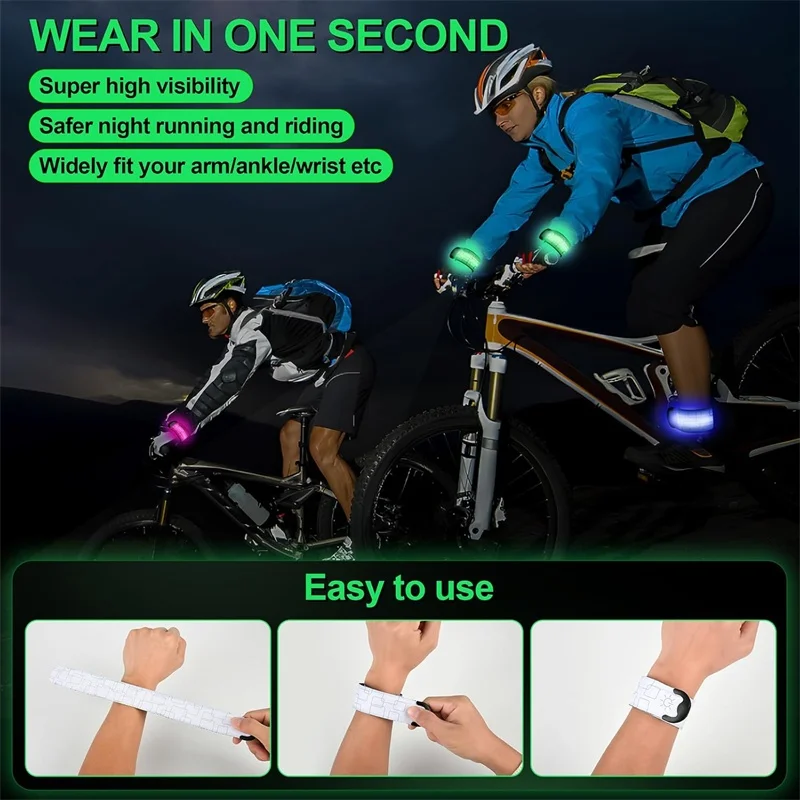 남여 USB LED 완장 야간 산책 사이클링을위한 고품질 충전식 높은 가시성 다리 경고 손목 밴드 LED 라이트 벨트