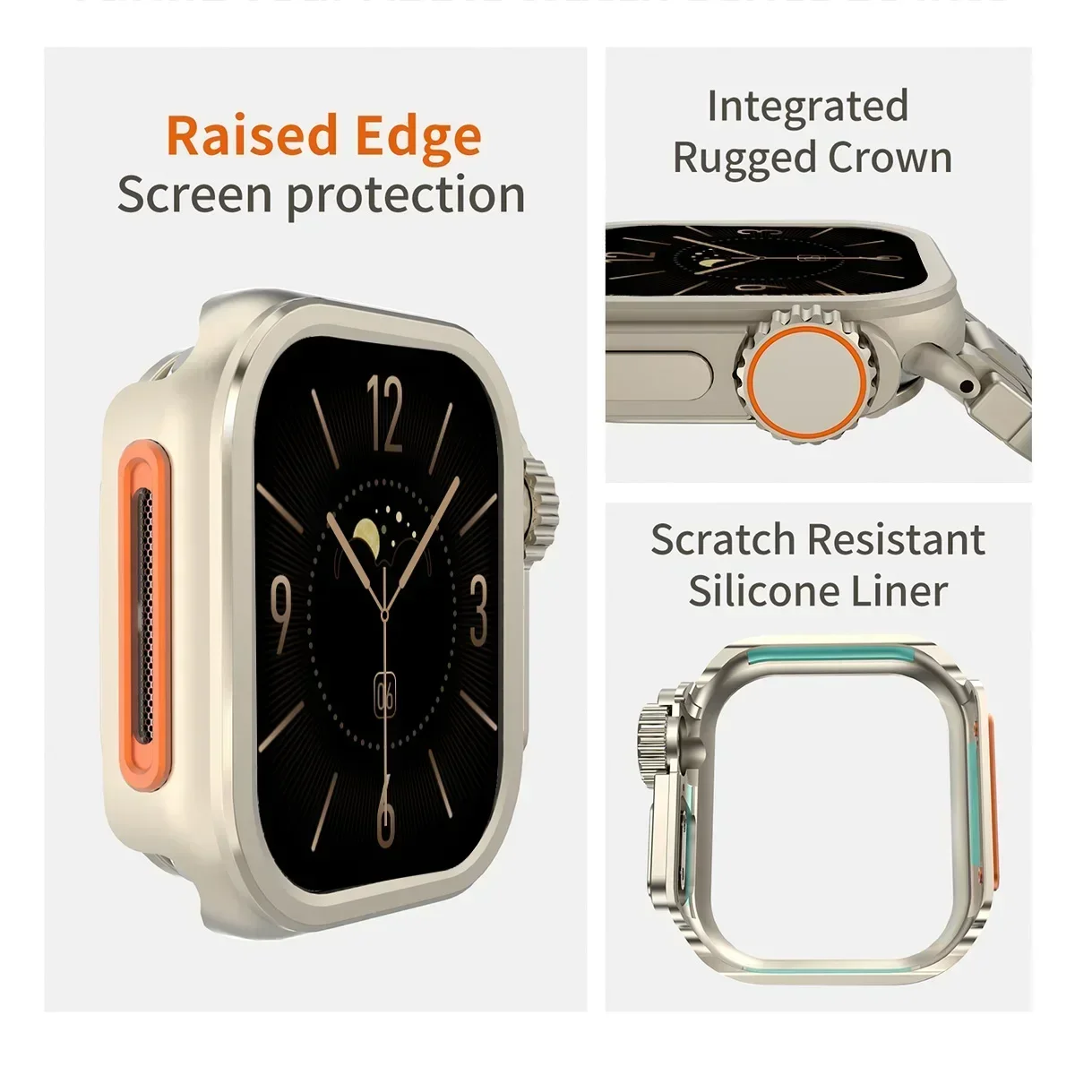 Zinc Alloy Protective Case for Smartwatch - Hard Metal Shell Cover