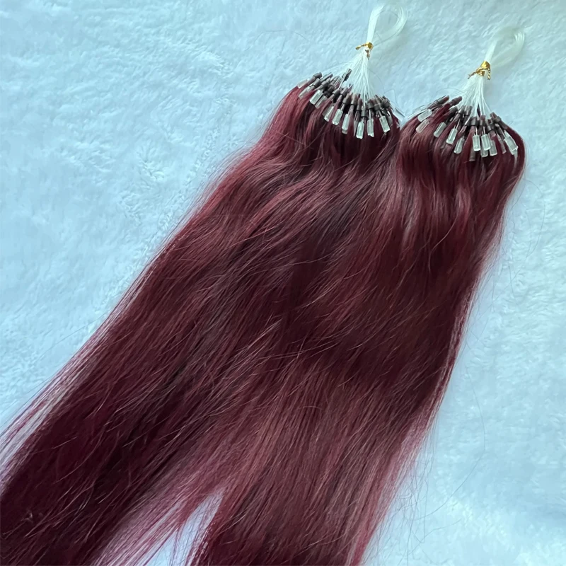 99J# Easy-to-Use Micro Ring Human Hair Extensions 50 Strands Natural Straight 30g/pack 12"-20" inches Microloop Hair Extensions