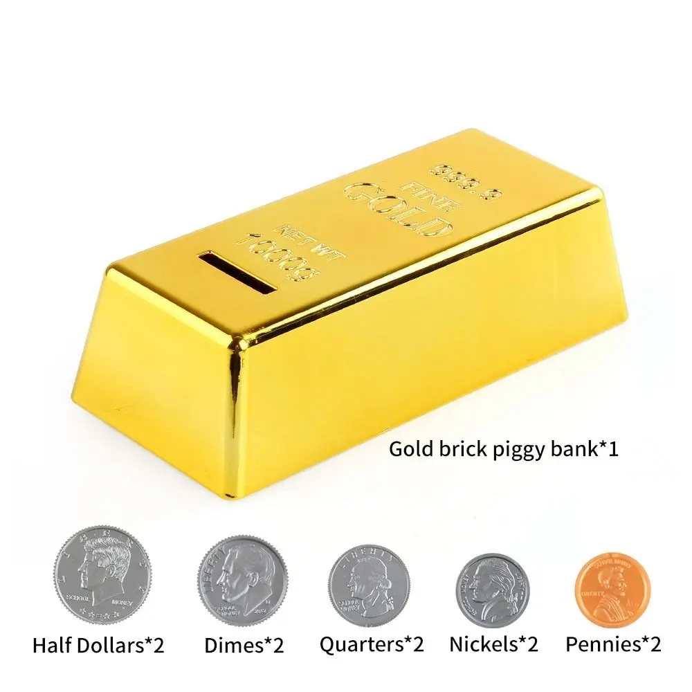 Creative Bullion Prop Decorative Children Birthday Gifts Gold Bullion Bar Piggy Bank Coin Case Coin Bank Saving Money Box