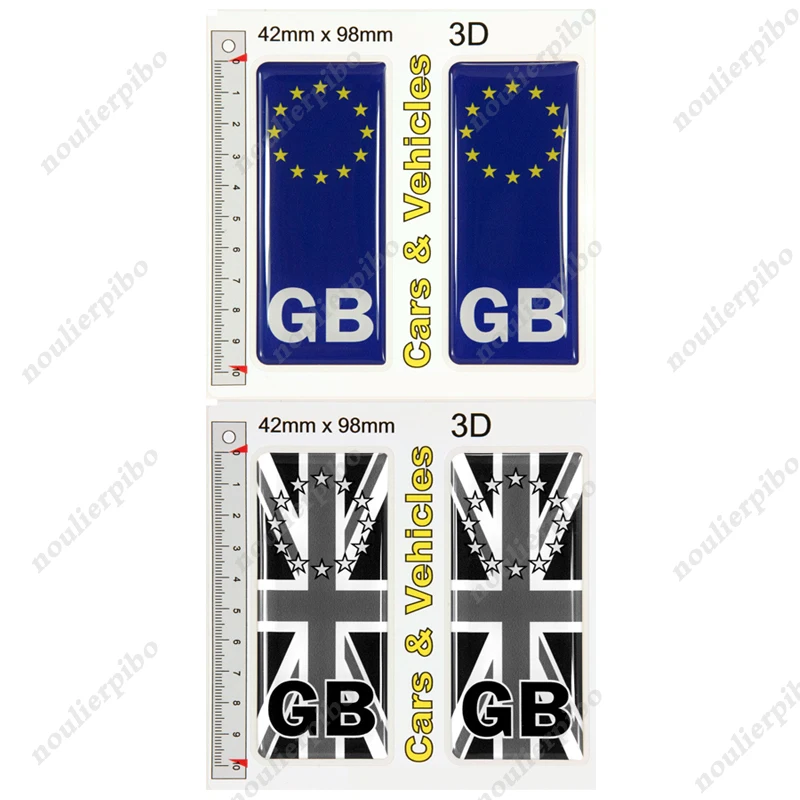 

2x GB EU Stars European License Plate 3D Sticker Badge Epoxy Gel Dome Vinyl Decal for Car Motorcycle Helmet Trolley Case