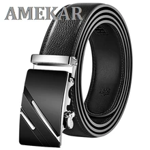 

Men Alloy Automatic Buckle Genuine Leather Belt Luxury Black Male Belts High Quality Classic Business cummerbunds