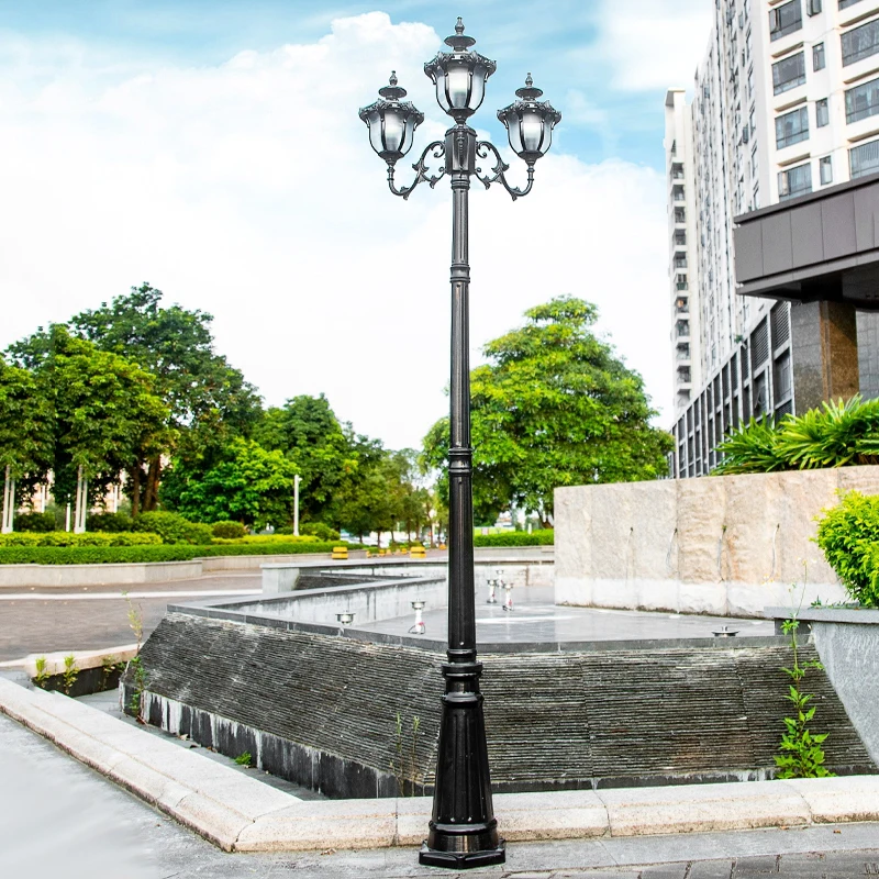 (H&asymp;2.3M)Courtyard Street Lamp Community High Pole Lamp Outdoor Waterproof Lawn Villa Outdoor Retro Courtyard Landscape