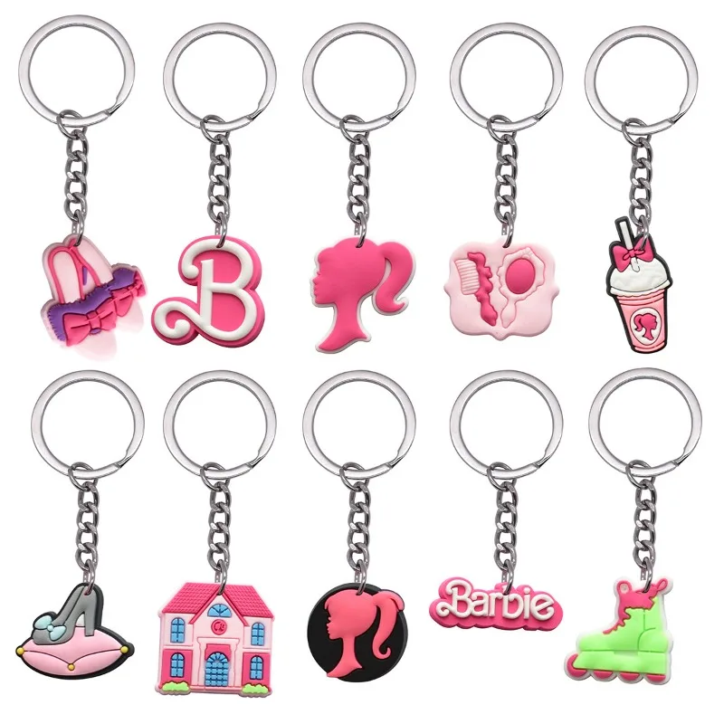 

1PCS Diy Barbie Letter Keychain PVC Soft Rubber Keychain Bag Pendant Accessories