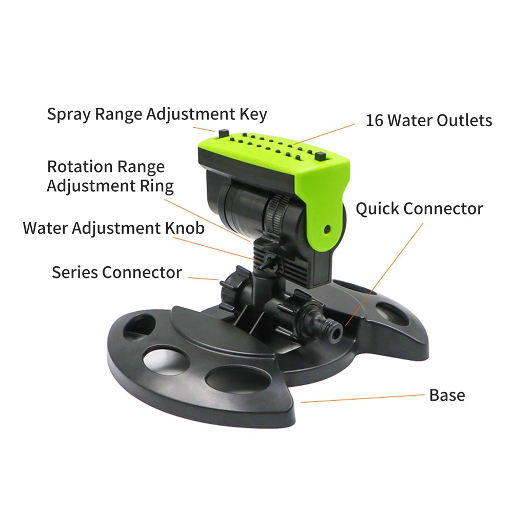 

180° Automatic Rotatin Garden Sprinklers Water Sprayer Irrigation System 16 Holes Lawn Patio Sprinkler Rotary Nozzle Rotating