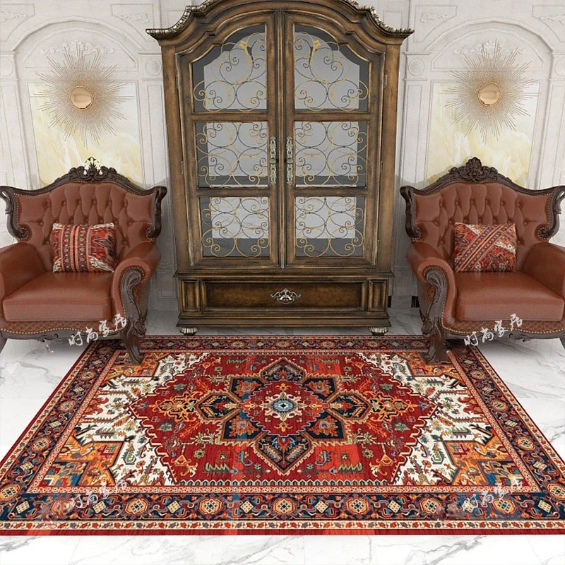 

American Pastoral Style Living Room Carpets Large Size Persian Bedroom Rugs Non-slip Entrance Door Mat Washable Soft Lounge Rug