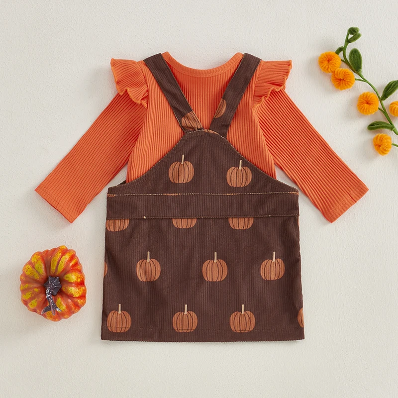 Conjunto Halloween Para Bebês Meninas - 3 Peças Com Fantasma E Abóbora