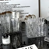 Transparent Eyebrow Pencil Brush Holder Glacier Pattern Acrylic Organizer for Cosmetics Makeup Storage Boxes Brush Containers 2