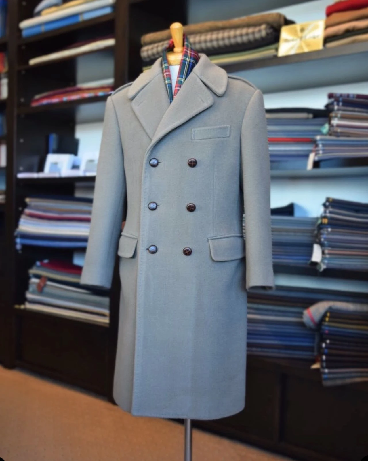 High Quality Wedding Men Suits Tuxedos Double Breasted Notch Lapel Long Coat Cotton Wool Pockets 1 Piece Groom Formal
