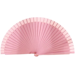Elegant Vintage - Inspired Hand Fan - Timeless Solid Color Folding Fan for Weddings and Dance Parties (Light pink)
