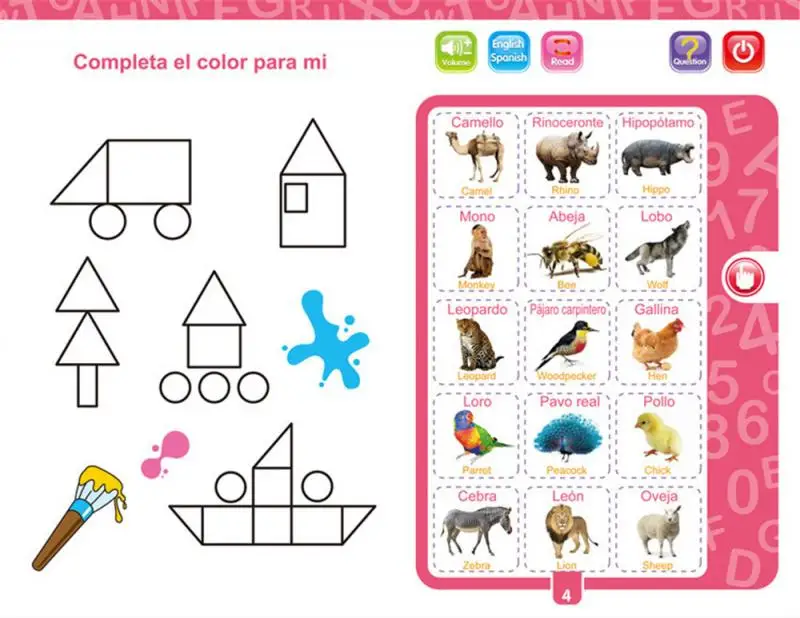ABC Sound Book For Children English Spanish Letters & Words Learning Toys For 3 Year Old Girls Boys Fun Educational Toys 5