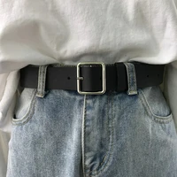 Ceinture en cuir Pu souple pour femmes, boucle carrée, boucle ardillon, jean noir, Chic, marque de luxe, sangle fantaisie Vintage, 2023 2