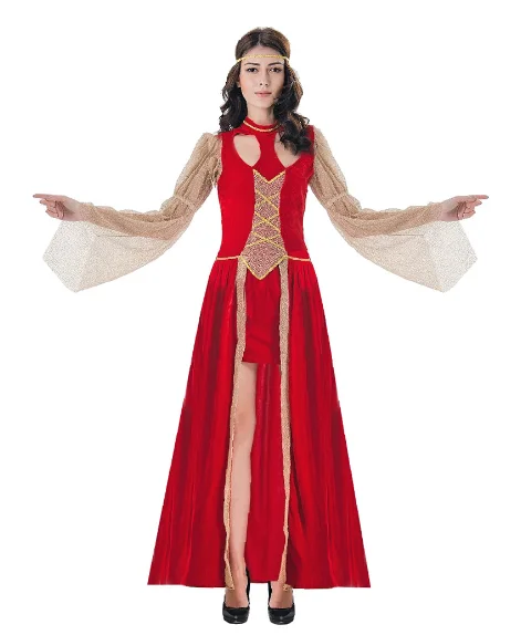 

Готическая Женская средневековая значимая женщина косплей Женский Хэллоуин Королева леди костюмы Карнавал Пурим ролевые игры искусственное платье