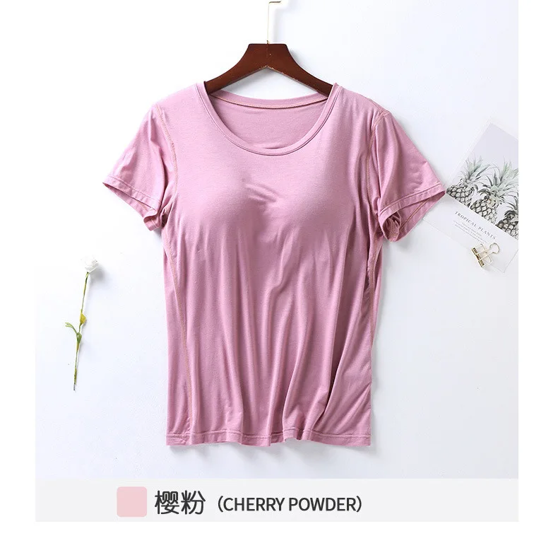 M-4XL Modal Comfortable Sleep Shirts For Women Short Sleeve One Piece Pajamas Tops Chest Pad Summer Nightwear Home T-shirt