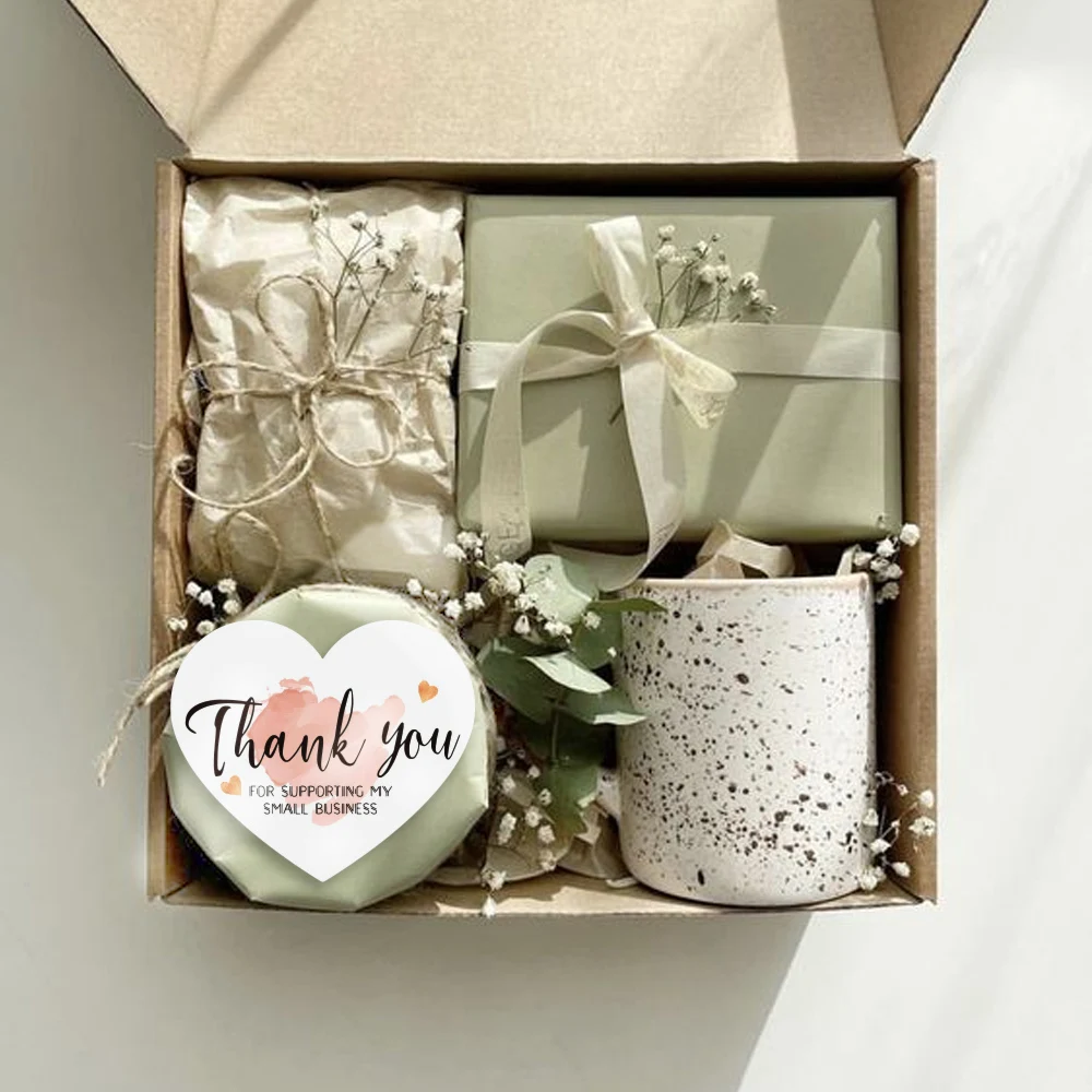 30pcs Pink Heart Thank You Card For Supporting Business Package Decor "Gorgeous Thanks" Business Card DIY Decoration Card