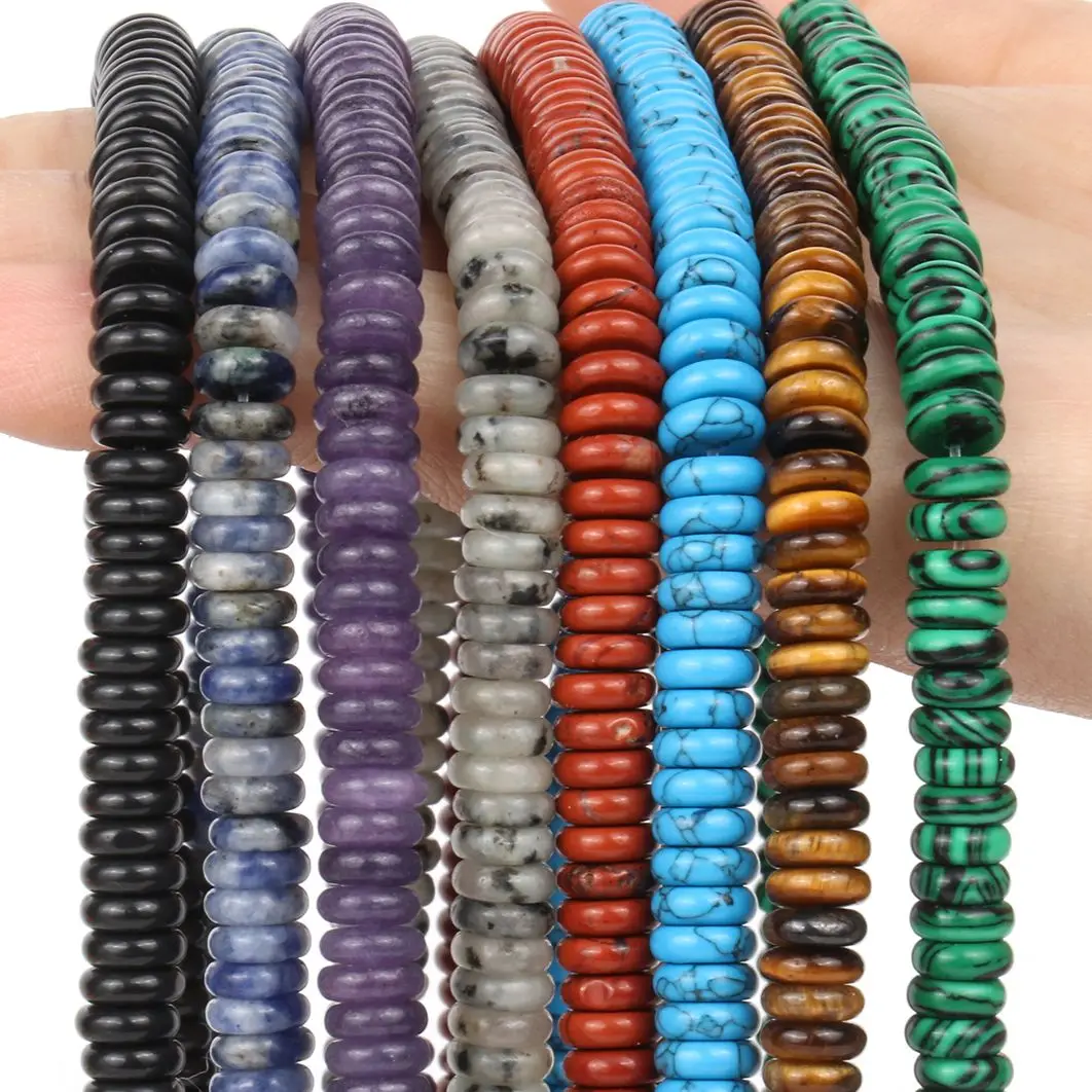 

6x2mm Abacus Shape Amazonite Stone Natural Agate Jade Loose Spacer Beads For Jewelry Making Making Diy Bracelets Supplies