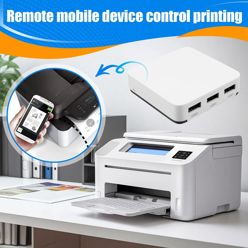 B63B-Wired Print Server Connects 3 USB Printers At The Same Time Sharer Standard 100M Network For WIFI/BT4.0 EU PLUG