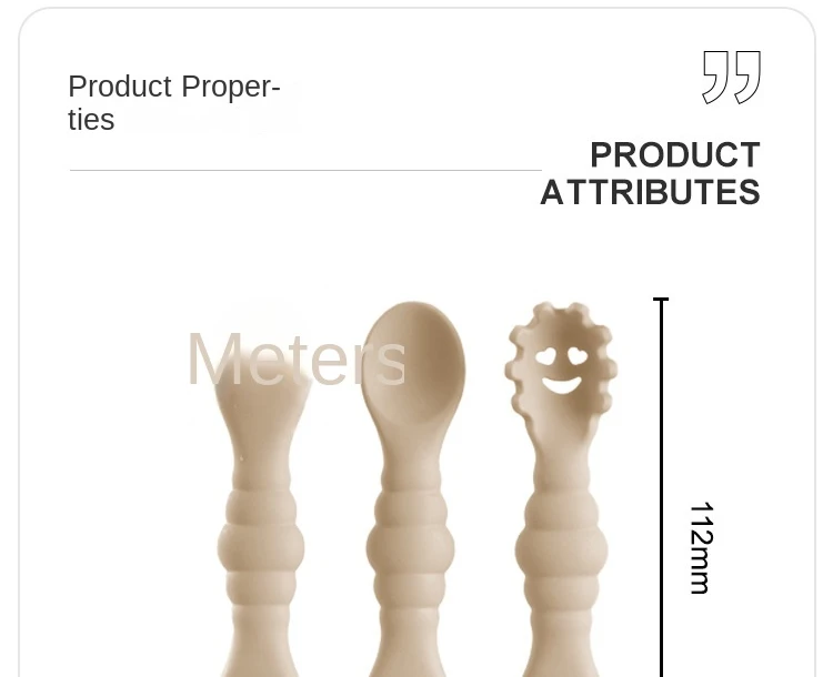 Description Picture 2 of item3PCS Kawaii Baby Learning Spoons Utensils Set Toddler Feeding Tableware Baby Silicone Teether Toys Training Cutlery Baby Stuff