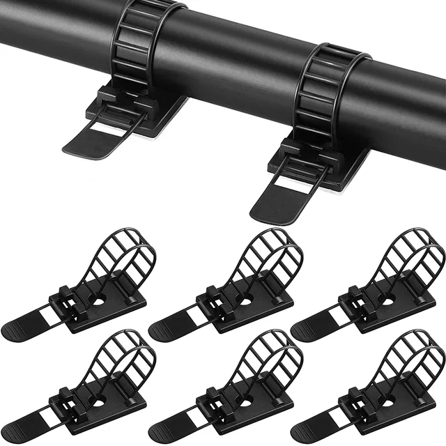 Organizer Per Cavi Da Scrivania - 12 Pezzi Con Adesivo, Bianco E Nero - Foto 8