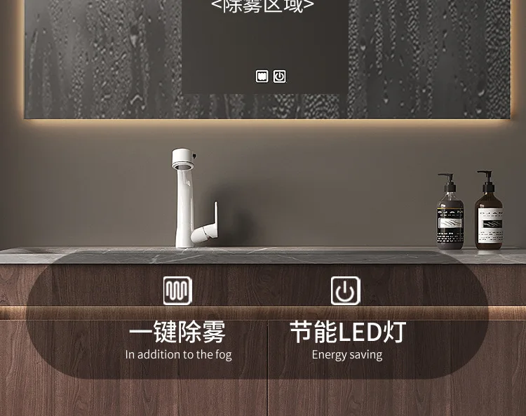 Light Luxury Bathroom Cabinets Rock Slab Integrated Washbasin Modern Solid Wood Bathroom Sink Cabinet Vanity Bathroom Furniture