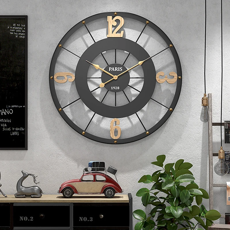 Large Black 4 Numbers Paris Wall Clock
