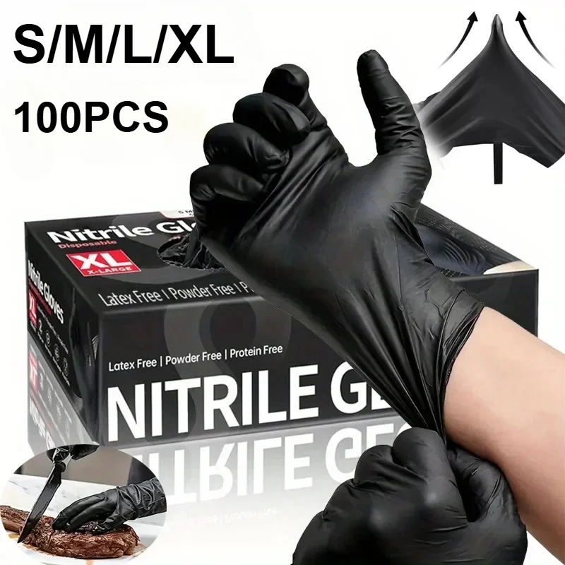 10-100PCS Gloves Black Washing Tableware Disposible Latex Free PVC Glove Car Industry Pet Care Kitchen Gloves for Cooking