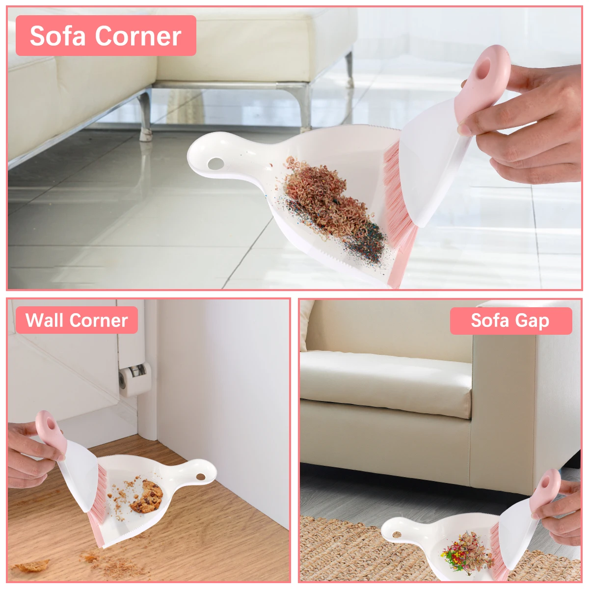 Portable PP Mini Dustpan and Brush Set for Desktop Cleaning