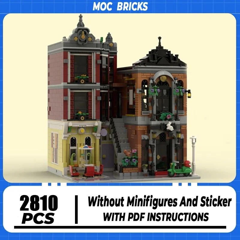 

Moc Building Block Modular Downtown Magic Shop Model Technology Brick DIY Assembly City Street View Toy Holiday Gift