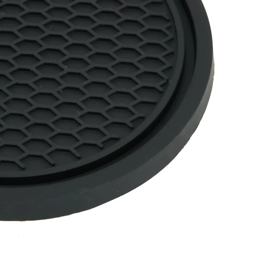2Pcs Car Cup Holder Mats For Water Bottles PVC Soft Rubber Anti Slip Pads For Car Interior Decoration Accessories Red Black
