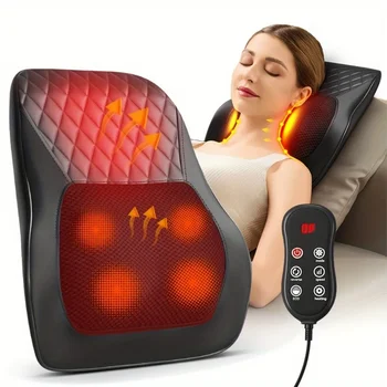 Neck Massage Pillow 3D Heated Cushion Kneading Shiatsu Scraping Back Leg Massager Relieves Muscle Fatigue 1