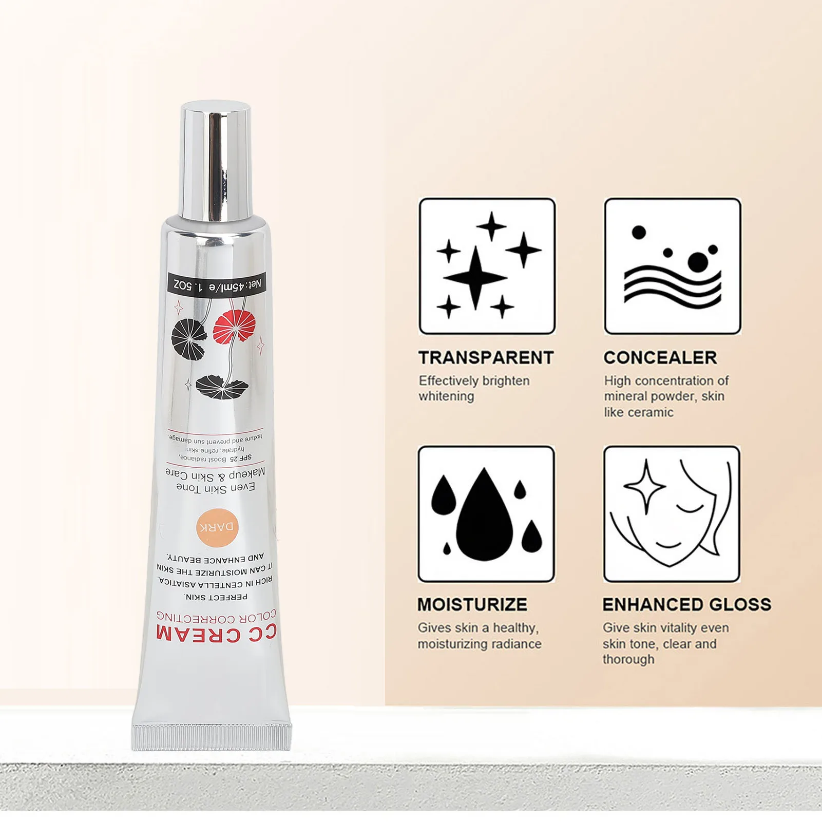 45ml Moisturizing Correcting CC Cream Waterproof Anti-sweat Makeup Before Concealer Lasting for Women Protect Skin