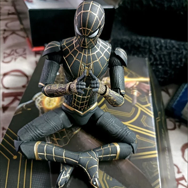 

Marvel Black Gold War Clothes Spider-Man Action Figure Model Doll 18cm Pvc Collectible Toys For Decorating Holiday Gifts