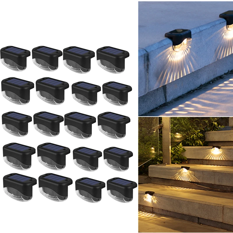 Solar LED Lights Outdoor Fence Lights IP65 Waterproof Solar Step Lamps Stair Lights Fence Solar Lighting Christmas Garden Lights hot selling 1m pcs silver and stair stair led aluminum profiles for cinema stair step nosing lighting