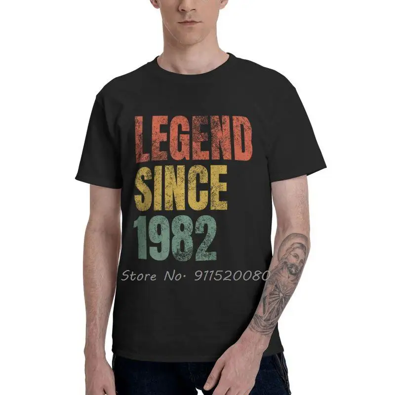 Herren Retro 39th Geburtstag Geschenk T-Shirt Neuheit Legende seit 1982 T-Shirt Cooles T-Shirt Homme Baumwolle T-Shirt Top Geschenk