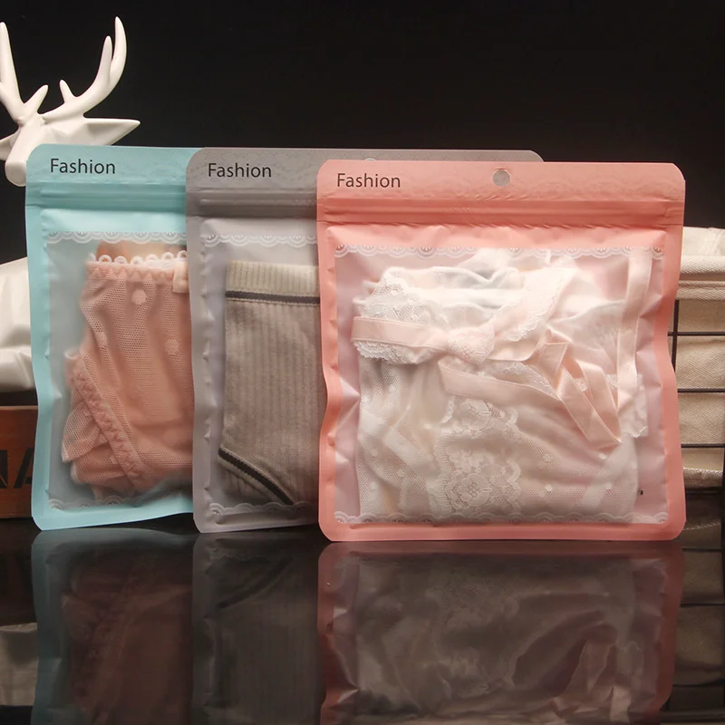 

100Pcs/Lot Underwear Packaging Bag Towel Socks Mask Self Sealing Sleeve Transparent Bags Packing Hanging Hole Plastic Pouches
