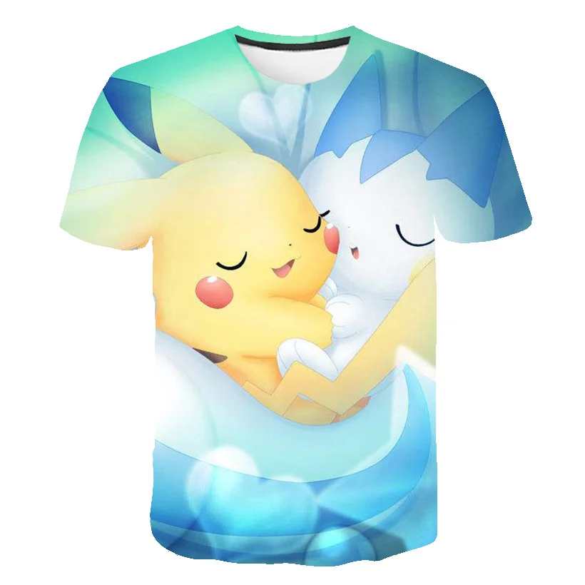 T-Shirts hot New Fashion Short-sleeved Anime pokemon 3D Floral Print T-shirt Summer Round Neck Casual Loose kids Size Shirt 4-14T vlone t shirt