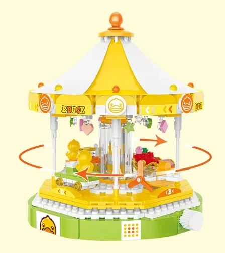 BALODY building blocks B.Duck toy carousel model Ferris wheel ornaments Kawaii construction set girls birthday gift social game